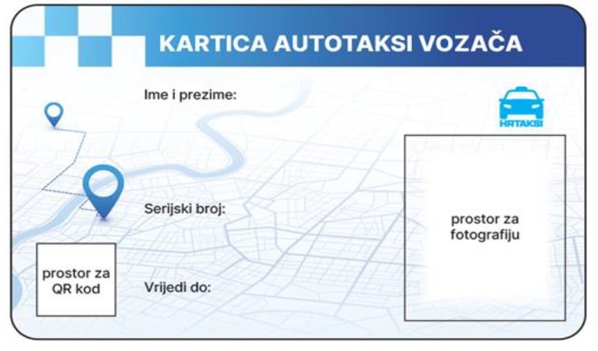 Kartica autotaksi vozača - prednja stranica