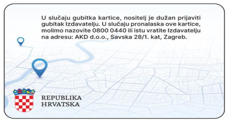 Kartica autotaksi vozača - zadnja stranica